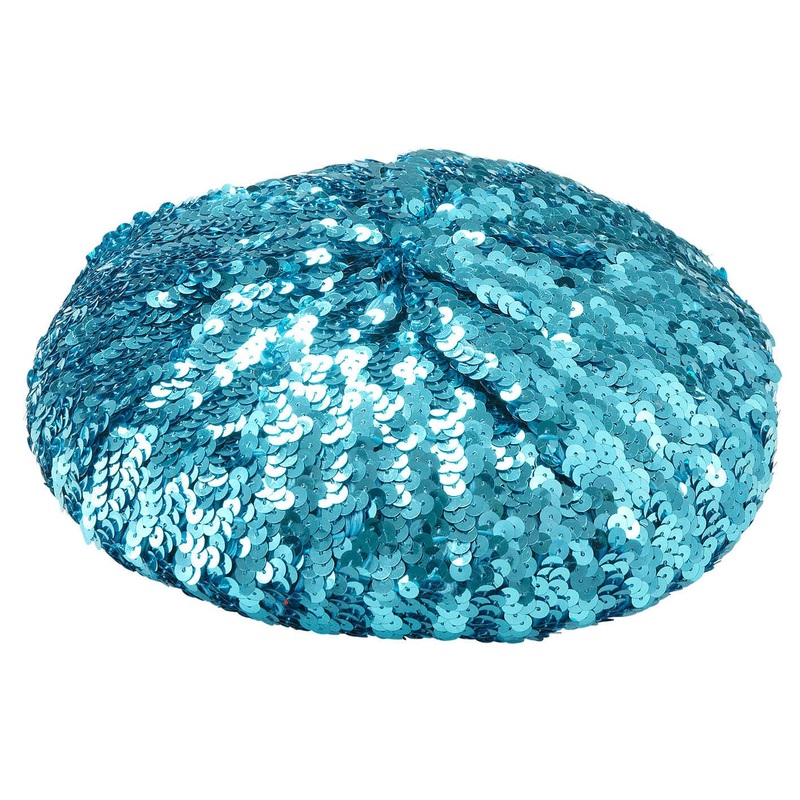 Blue glitter sequin beret