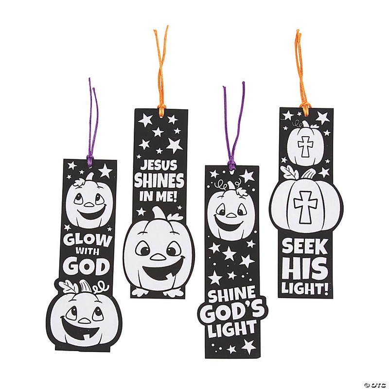 Color Your Own Christian Pumpkin Fuzzy Bookmarks - 12 Pc.