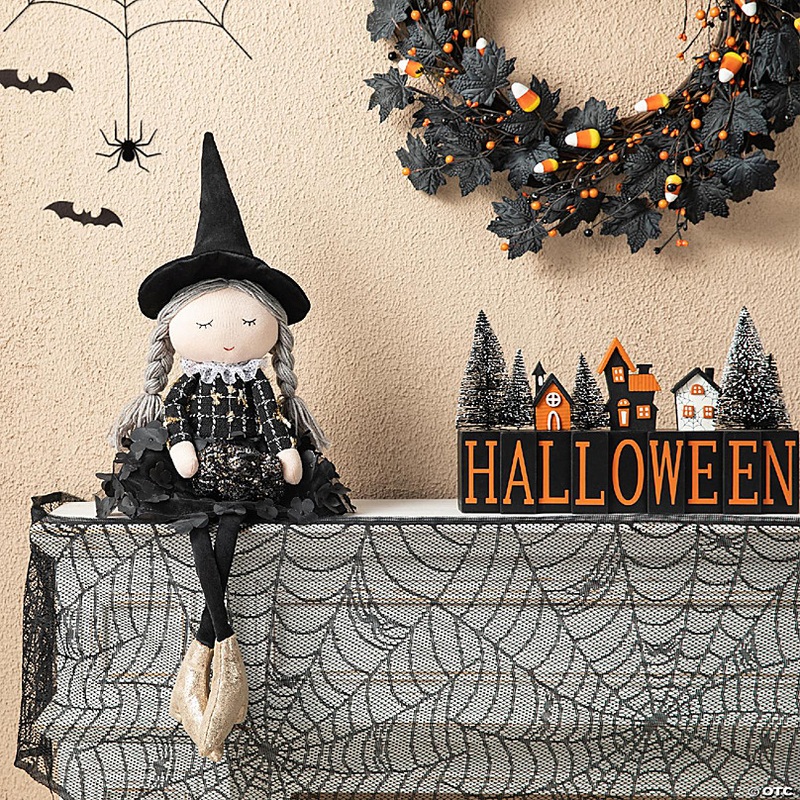 Glitzhome 29H Halloween Fabric Dressed Witch Sitter