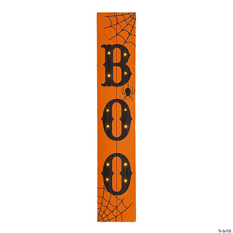 Glitzhome Set of 2 42H Lighted Wooden BOO Porch Sign  with Timer