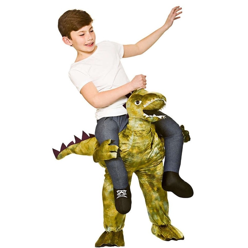 Piggyback on Dino kids costume