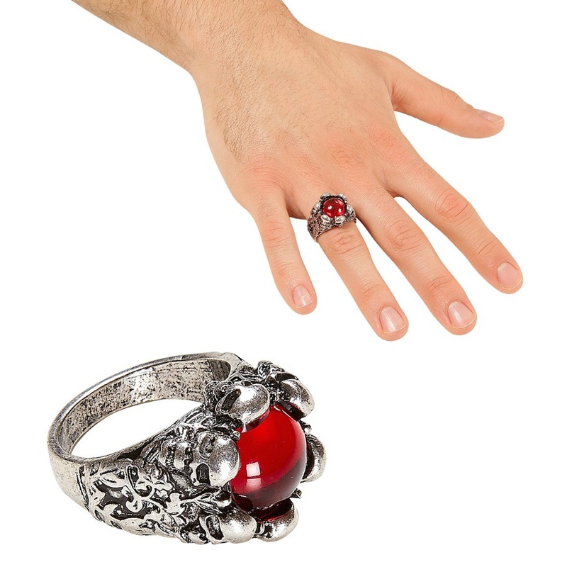Pirate Skull Ring with Red Jewel