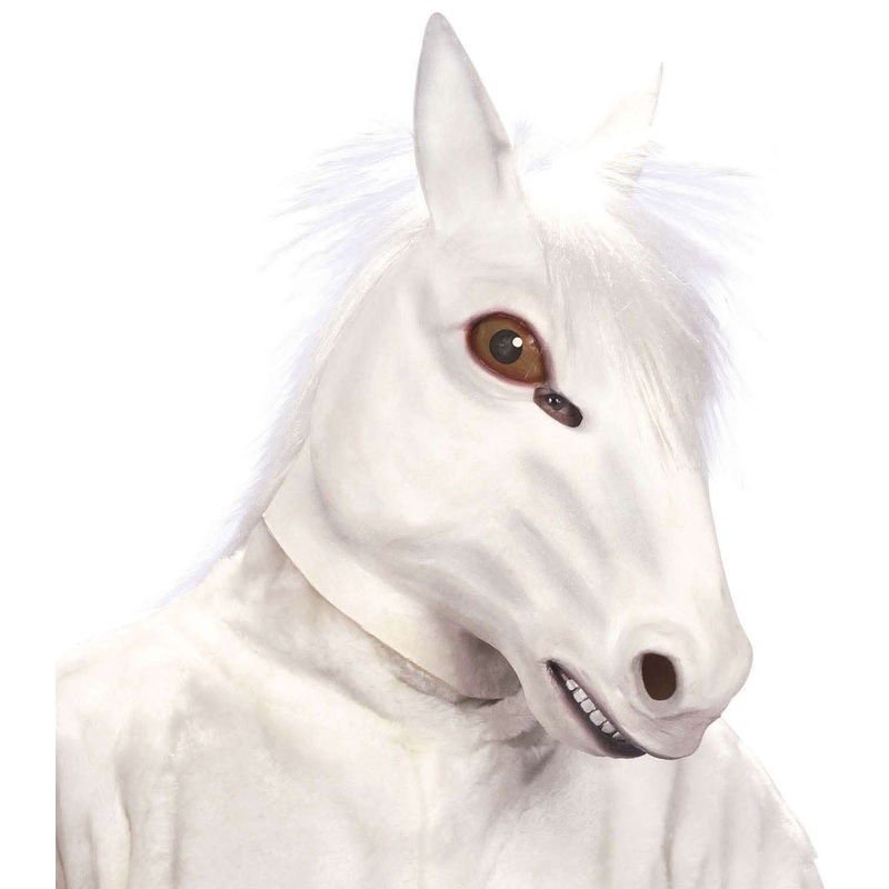 Realistic horse head full mask with white mane