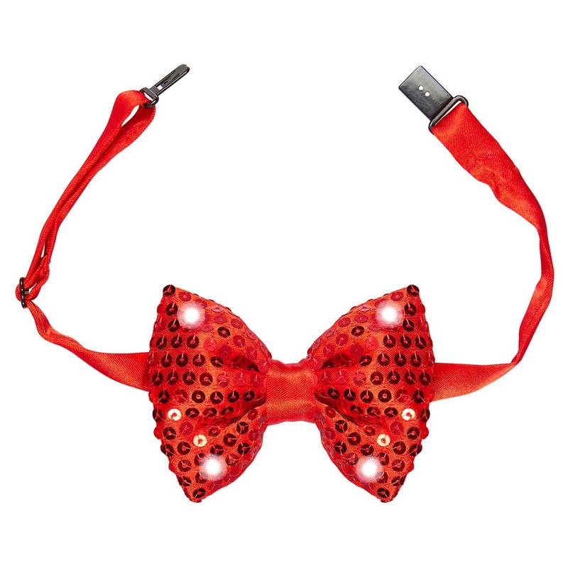 Red Grace Sequin Bow Tie With LED