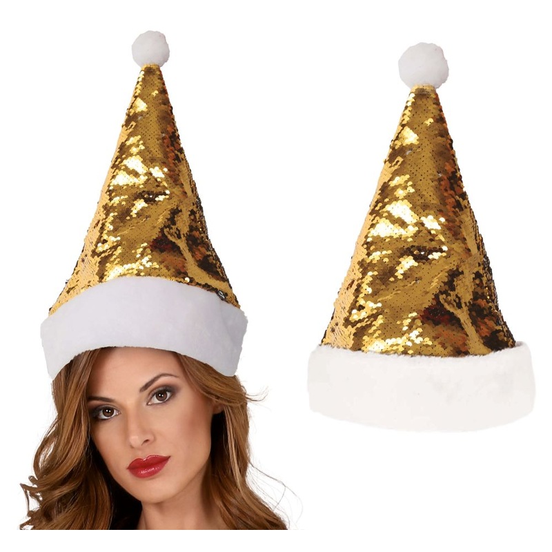 Sequin Santa hat in gold