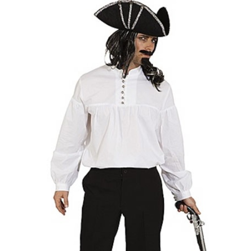 White pirate shirt with stand-up collar 46-48