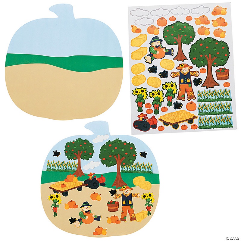 10 1/2 x 10 1/2 Bulk 72 Pc. Fall Pumpkin-Shaped Sticker Scenes