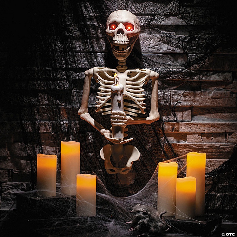 18 1/4 Skeleton Holding a Candle Wall Sconce Halloween Decoration