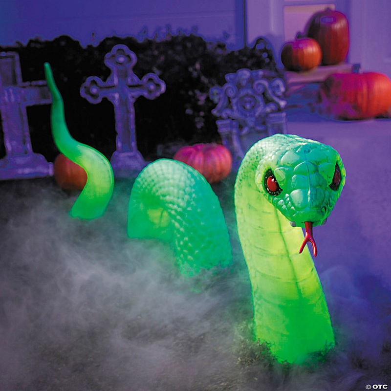 20 Light-Up Green Lawn Snake Halloween Outdoor Decoration