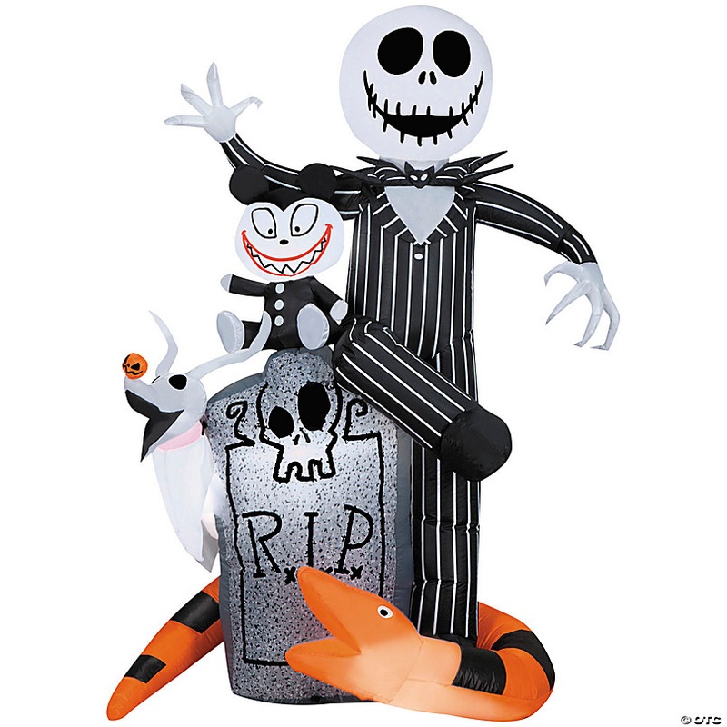 5 Ft. 6 Airblown Inflatable Light-Up The Nightmare Before Christmas Jack with Scary Teddy & Snake Outdoor Decoration