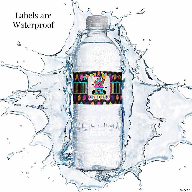 AmandaCreation Colorful Haunted House Water Bottle Wrappers 20pcs.