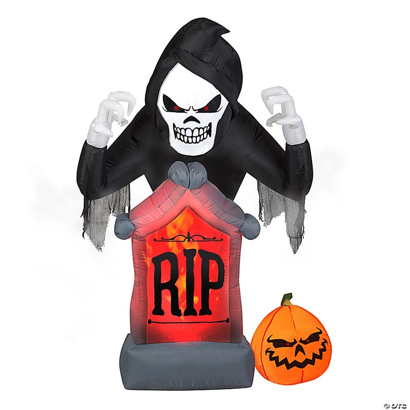 National Tree Company 6 ft. Halloween Inflatable Grim Reaper with LED Lights