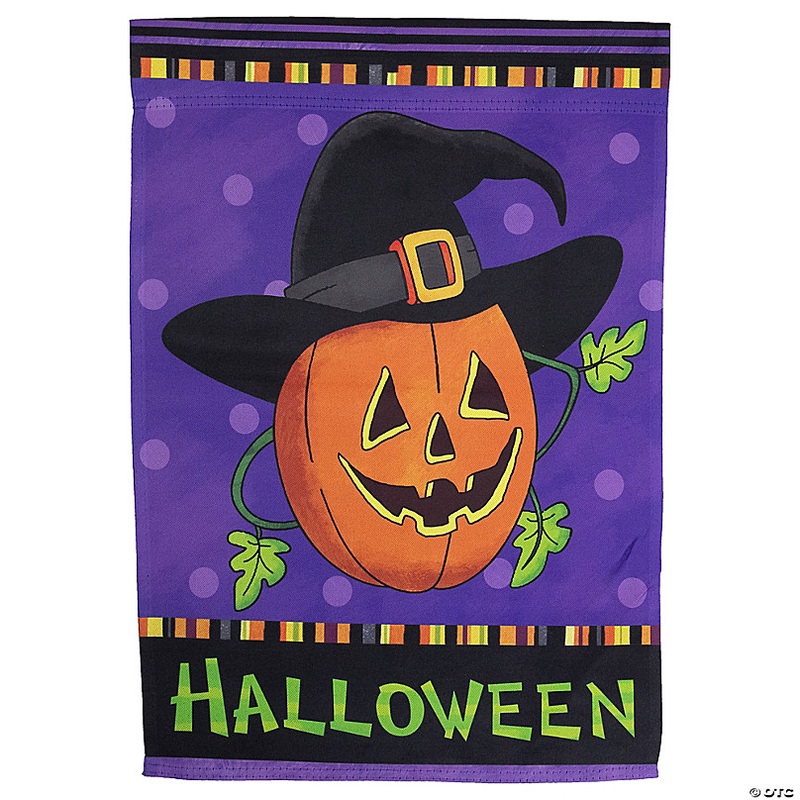 Pumpkin in a Witch Hat Outdoor Garden Flag 12.5 x 18