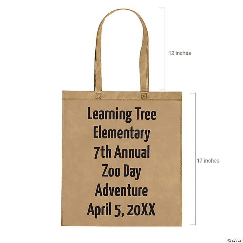 15 x 17 Bulk 300 Pc. Personalized Large Beige Nonwoven Tote Bags