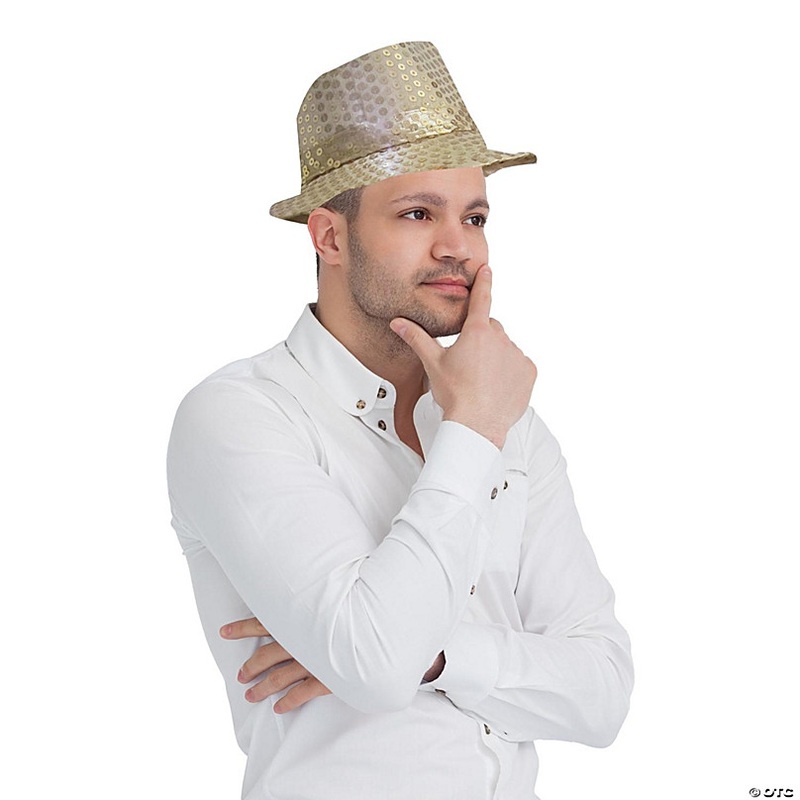 Fedora Hat W. LED Lights - Gold
