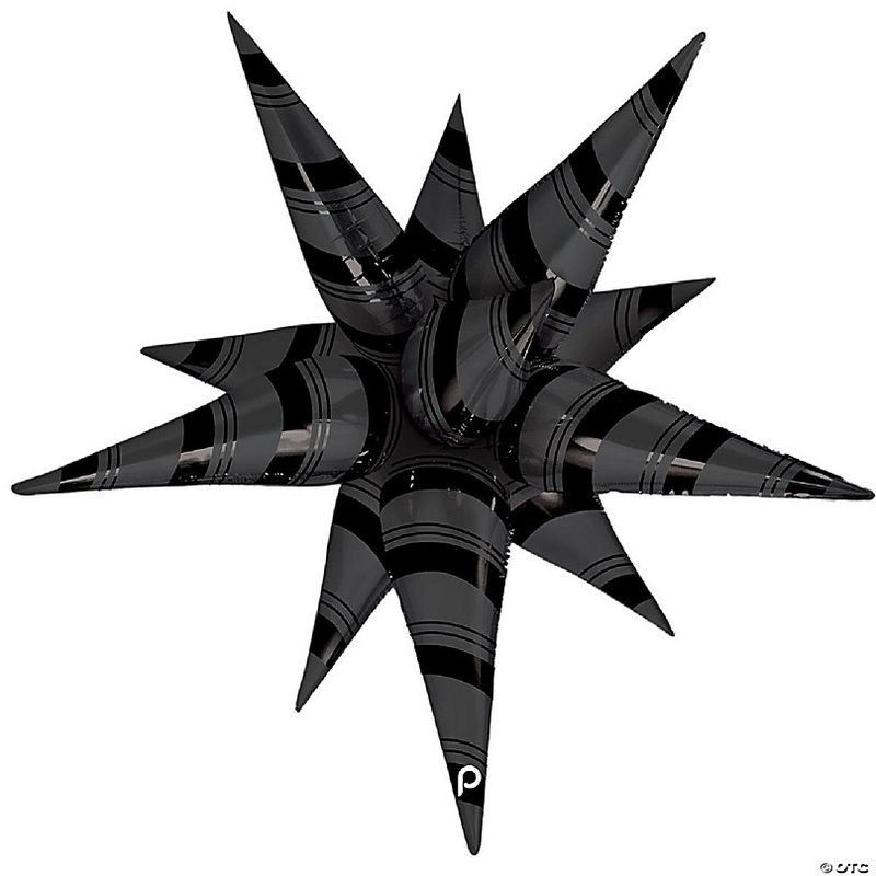 Prima - 40 - Black - Matte & Shiny Stripes Starburst Balloon