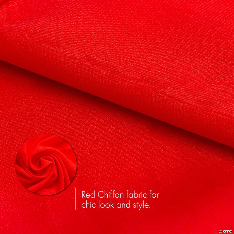 Skeleteen Chiffon Head Neck Scarf - Red Classic Retro Sheer Square Head Scarves Handkerchiefs Handbag Ties for Women and Girls