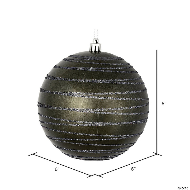 Vickerman Shatterproof 6 Pewter Candy Finish with Glitter Ball Christmas Ornaments, 3 per Bag