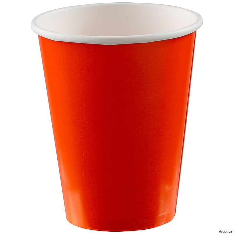 3 1/2 12 oz. Bulk 50 Ct. Orange Disposable Paper Cups