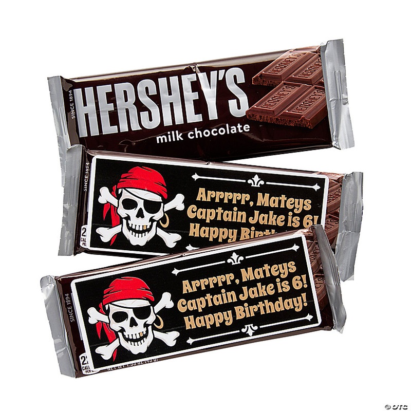 5 1/4 x 2 Personalized Pirate Candy Bar Sticker Labels  12 Pc.