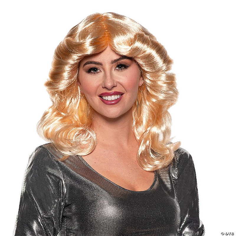 70's Feathered Adult Costume Wig  Blonde