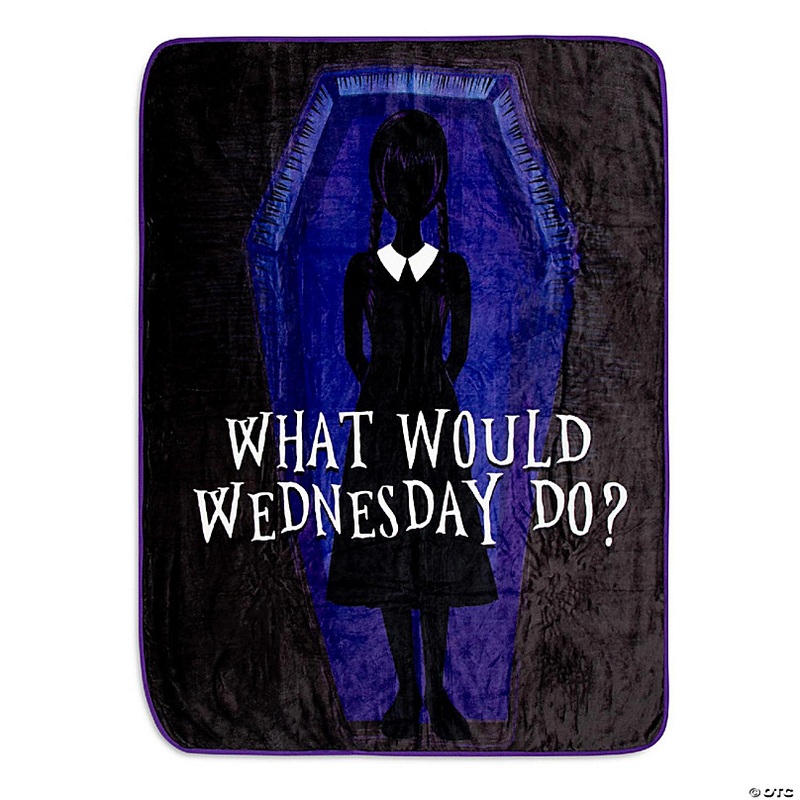 Addams Family Wednesday What Would Wednesday Do? Raschel Throw Blanket 45 x 60 Inches