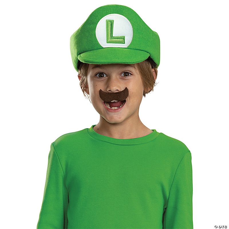Kids Super Mario Bros. Elevated Luigi Hat & Mustache Costume Accessory