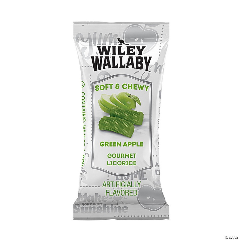 4.37 lbs. Bulk 250 Pc. Wiley Wallaby Green Apple Licorice Packs