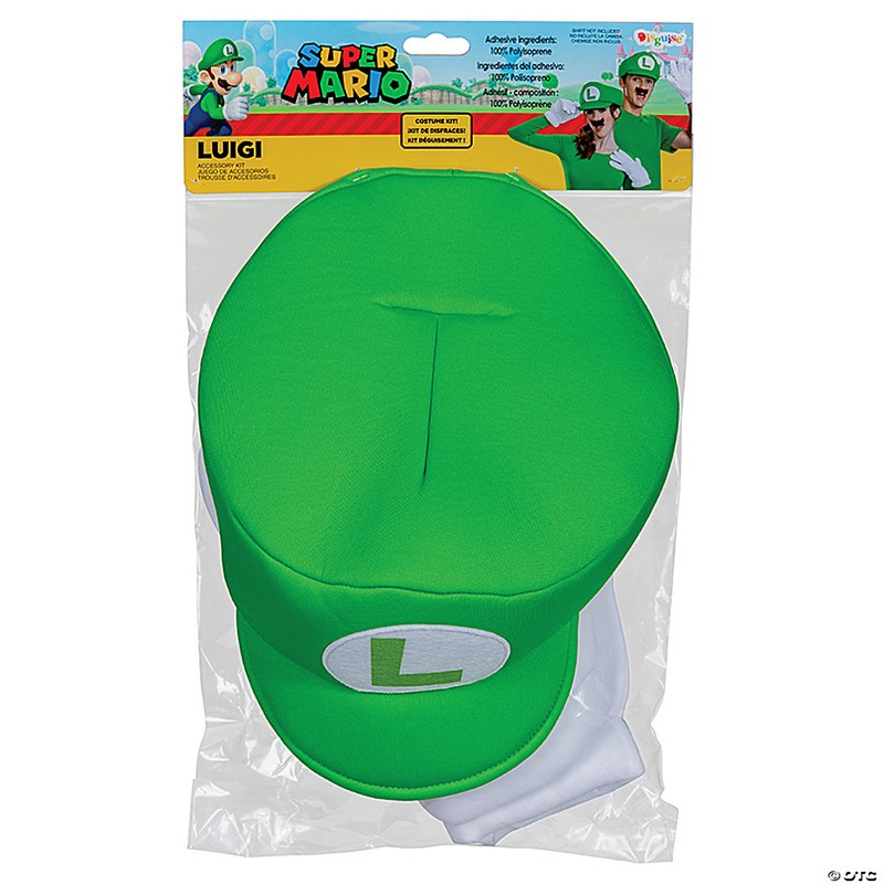 Adults Classic Elevated Super Mario Bros Luigi Costume Accessory Kit