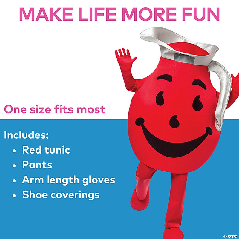 Adults Classic Kool-Aid Man Red Polyester Costume - One Size
