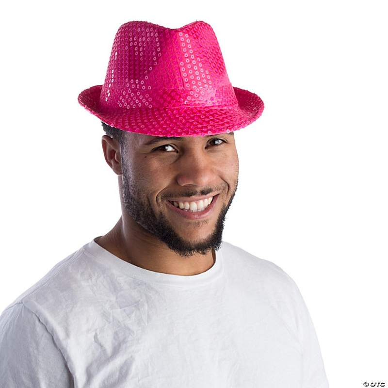 Sequined Fedora Hat - Pink