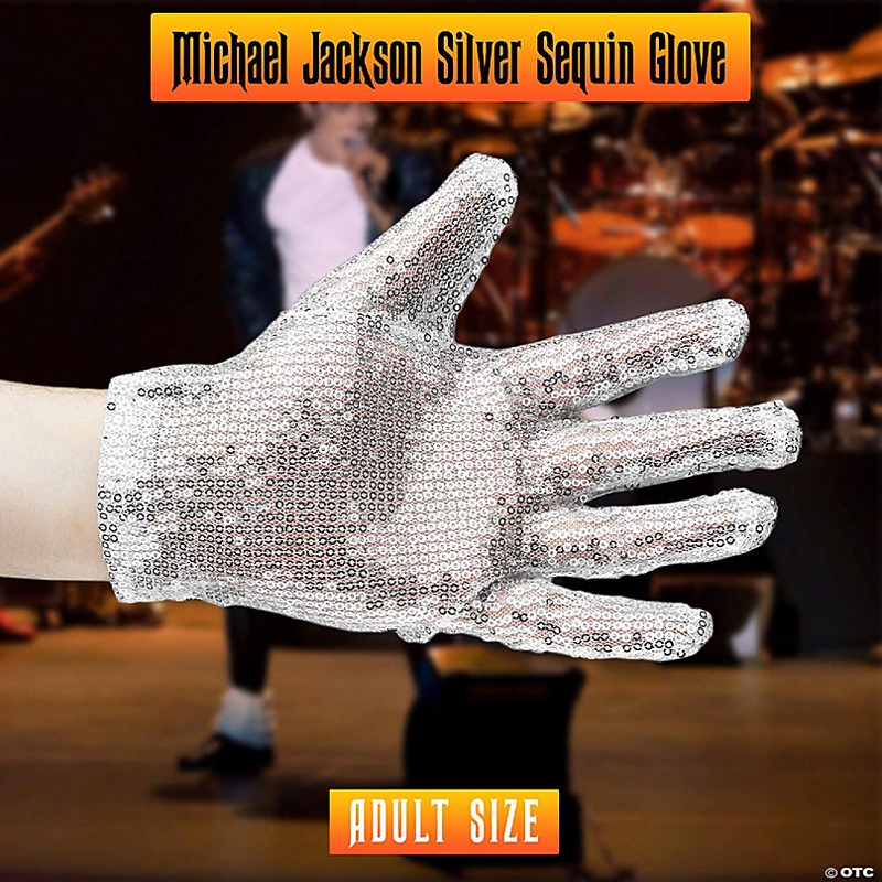 Skeleteen Michael Jackson Sequin Glove - White Right Handed Glove Costume Accessory - 1 Piece