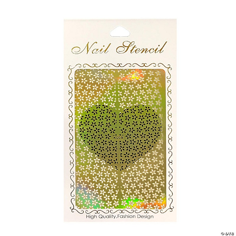 Wrapables Gold Nail Art Guide Large Nail Stencil Sheet - Lily