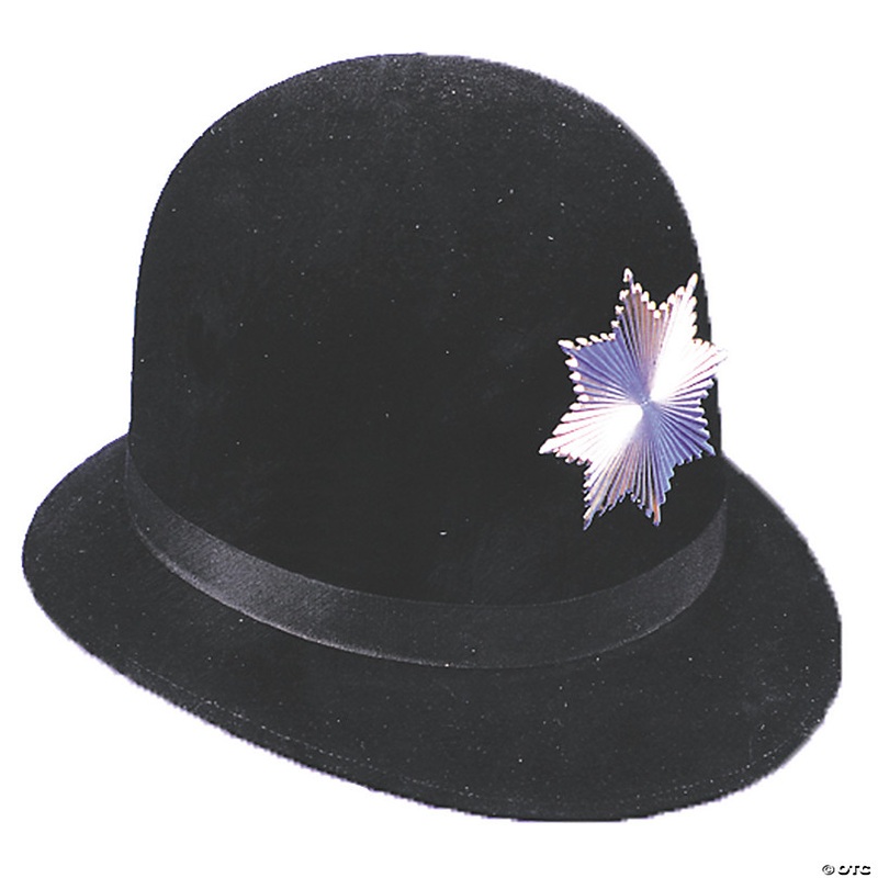 Adults Black Keystone Cop Hat with Metal Badge