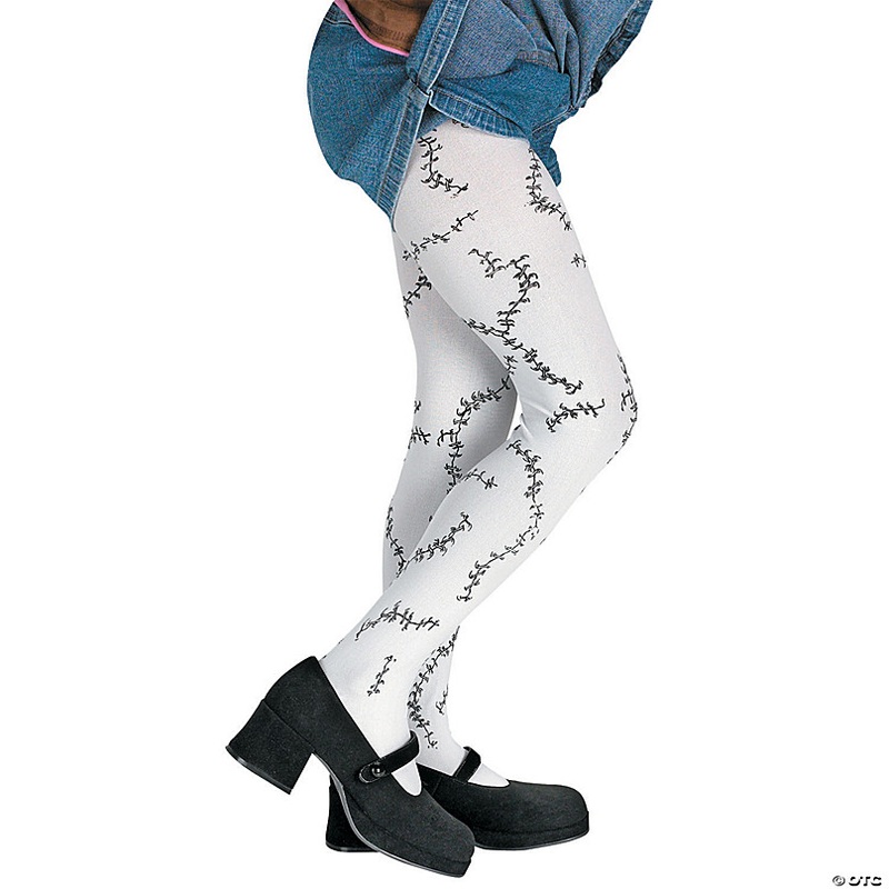 Kids Stitched White Pantyhose