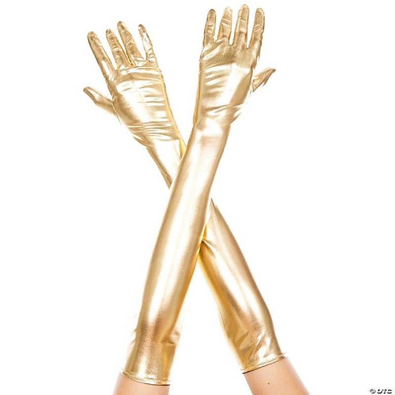 Music Legs 457-GOLD Extra Long Metallic Gloves, Gold