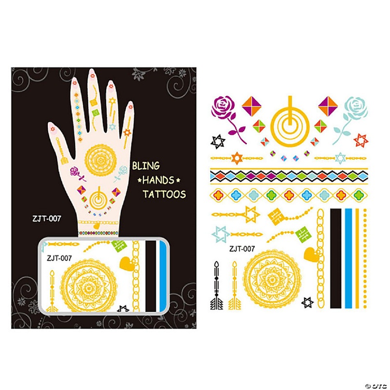Wrapables Metallic Body Art Hand Tattoos, Spring Fling