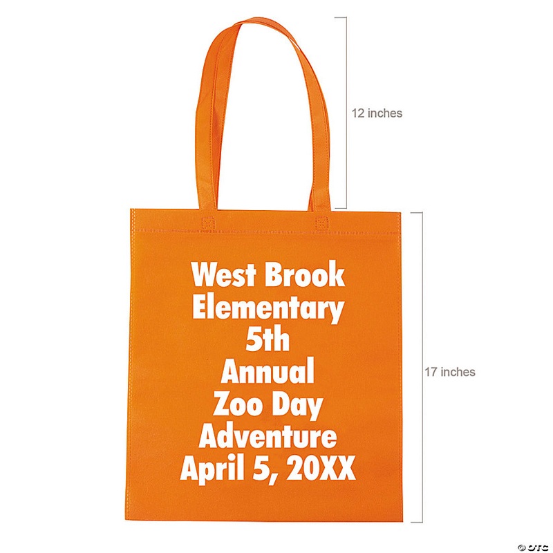15 x 17 Bulk 144 Pc. Personalized Large Orange Nonwoven Tote Bags