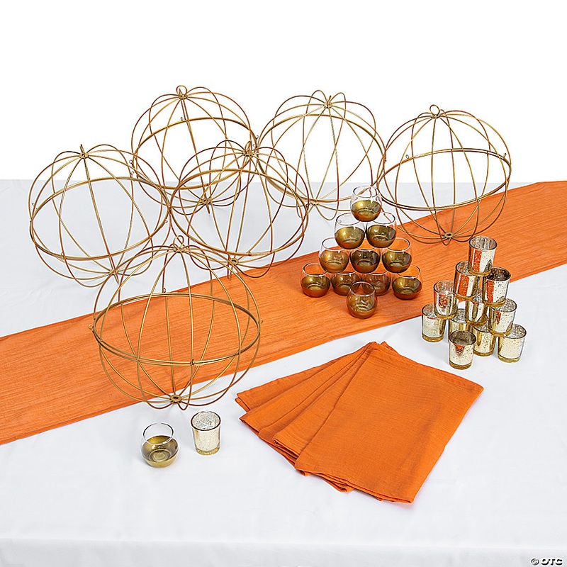 Burnt Orange & Gold Accent Centerpiece Kit for 6 Tables