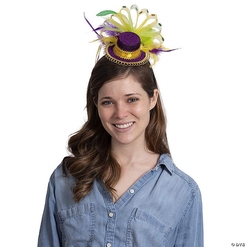 Purple Top Hat Headband - Mardi Gras Mini Hat Dress Up Hair Costume Accessories Head Band for Women and Children