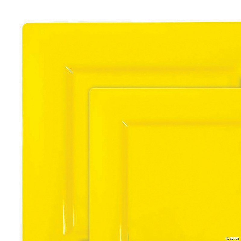 Yellow Square Plastic Dinnerware Value Set (40 Dinner Plates + 40 Salad Plates)