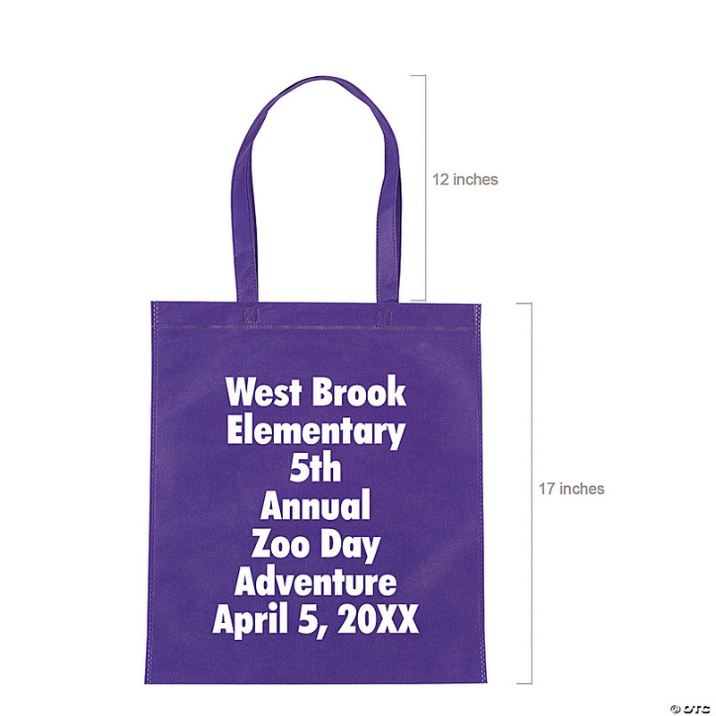 15 x 17 Bulk 144 Pc. Personalized Large Purple Nonwoven Tote Bags