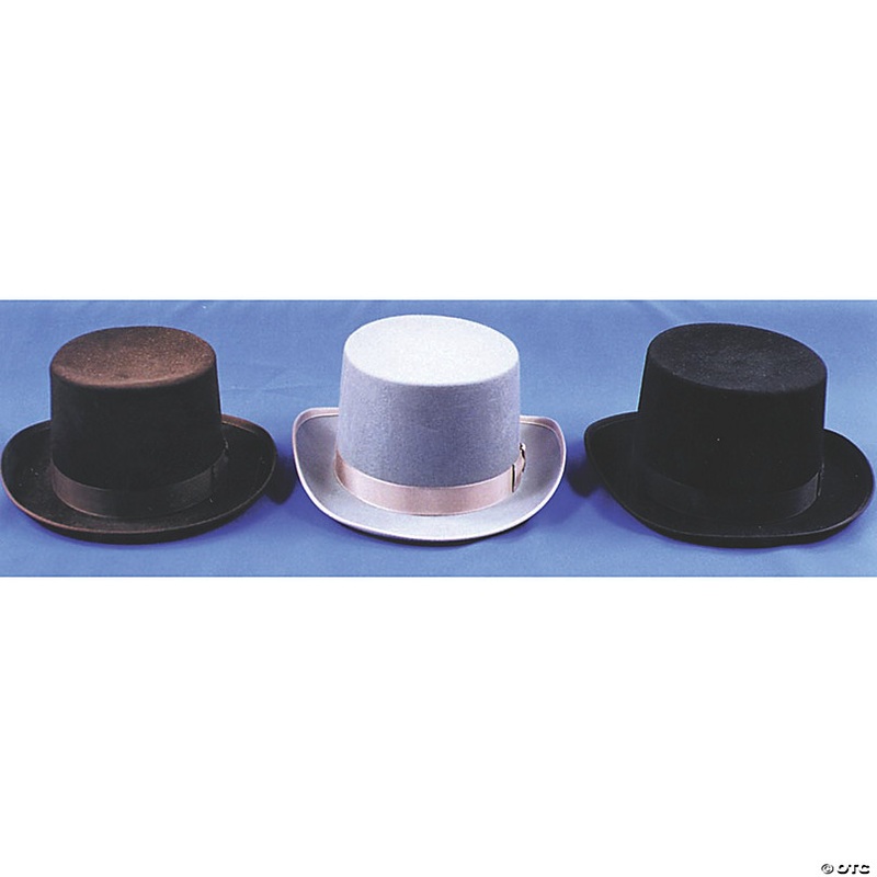 Adults Black Felt Top Hat with Hatband - Large