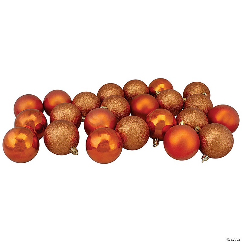 Northlight 24ct Orange Shatterproof 4-Finish Christmas Ball Ornaments 2.5 (60mm)