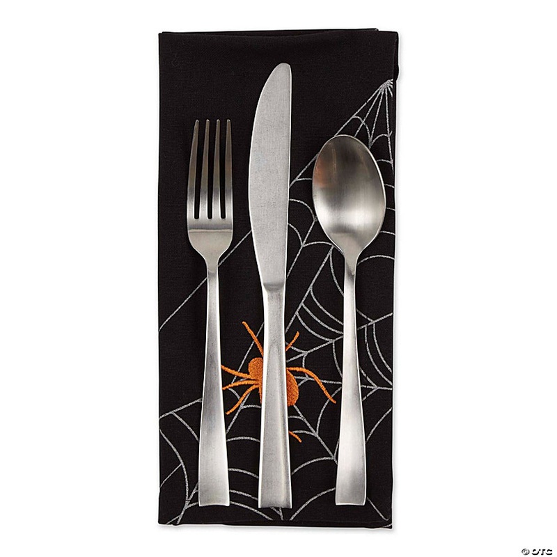 Spooky Spiderweb Embellished Napkin (Set Of 4)