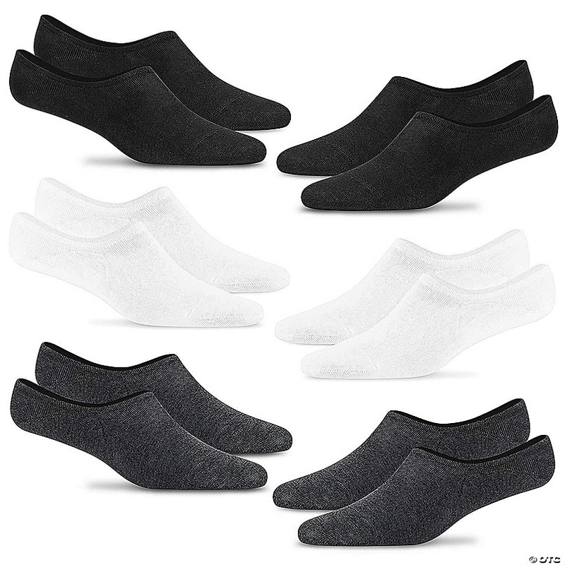 Steven's Socks No Show Black & White 6PK Low Cut Invisible Mens 7-12 Women 8.5-13.5 Unisex Anti-Slip