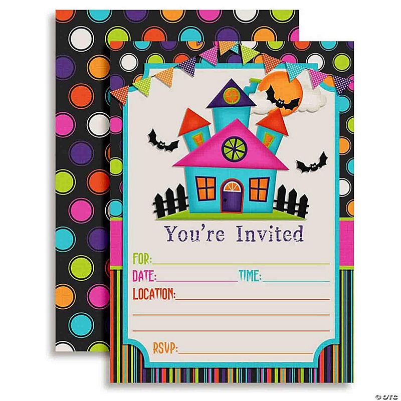 Colorful Haunted House Invitations 40pc. by AmandaCreation