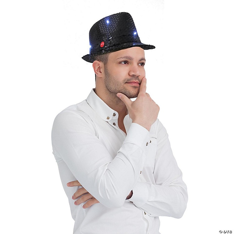 Fedora Hat W. LED Lights - Black