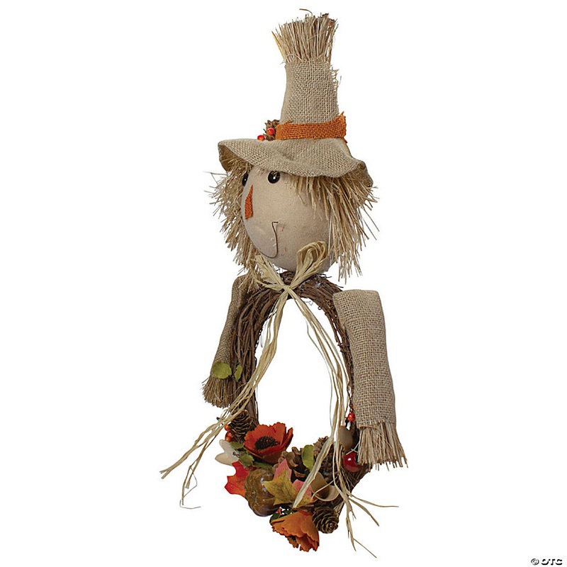 Northlight 20 Tan and Orange Fall Harvest Scarecrow Wreath Wall Decor