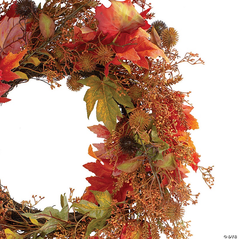 Northlight 24-Inch Autumn Harvest Maple Leaf with Berries Artificial Wreath; Unlit